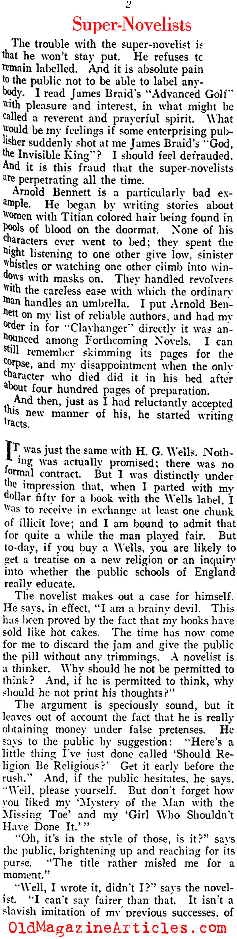 ''The Attack of the Super Novelists'' (Vanity Fair, 1919)